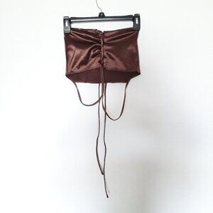 Women's Divided H&M Shimmer Brown Halter Top w/ Adjustable Straps/Back Tie